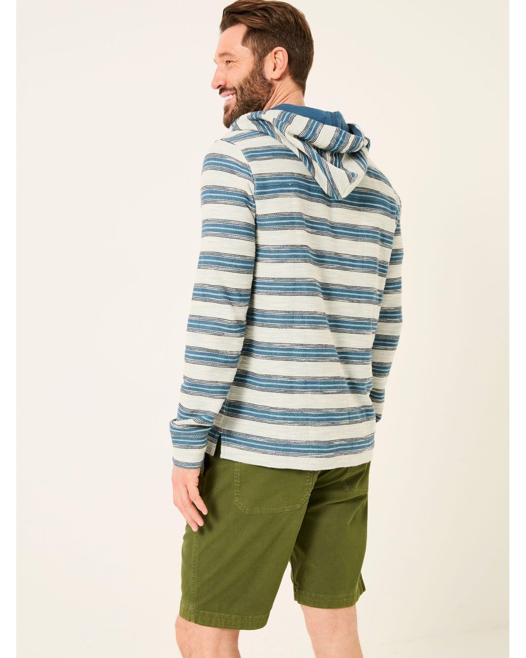 FatFace Gray Trescowe Stripe Half Zip Sweat for men