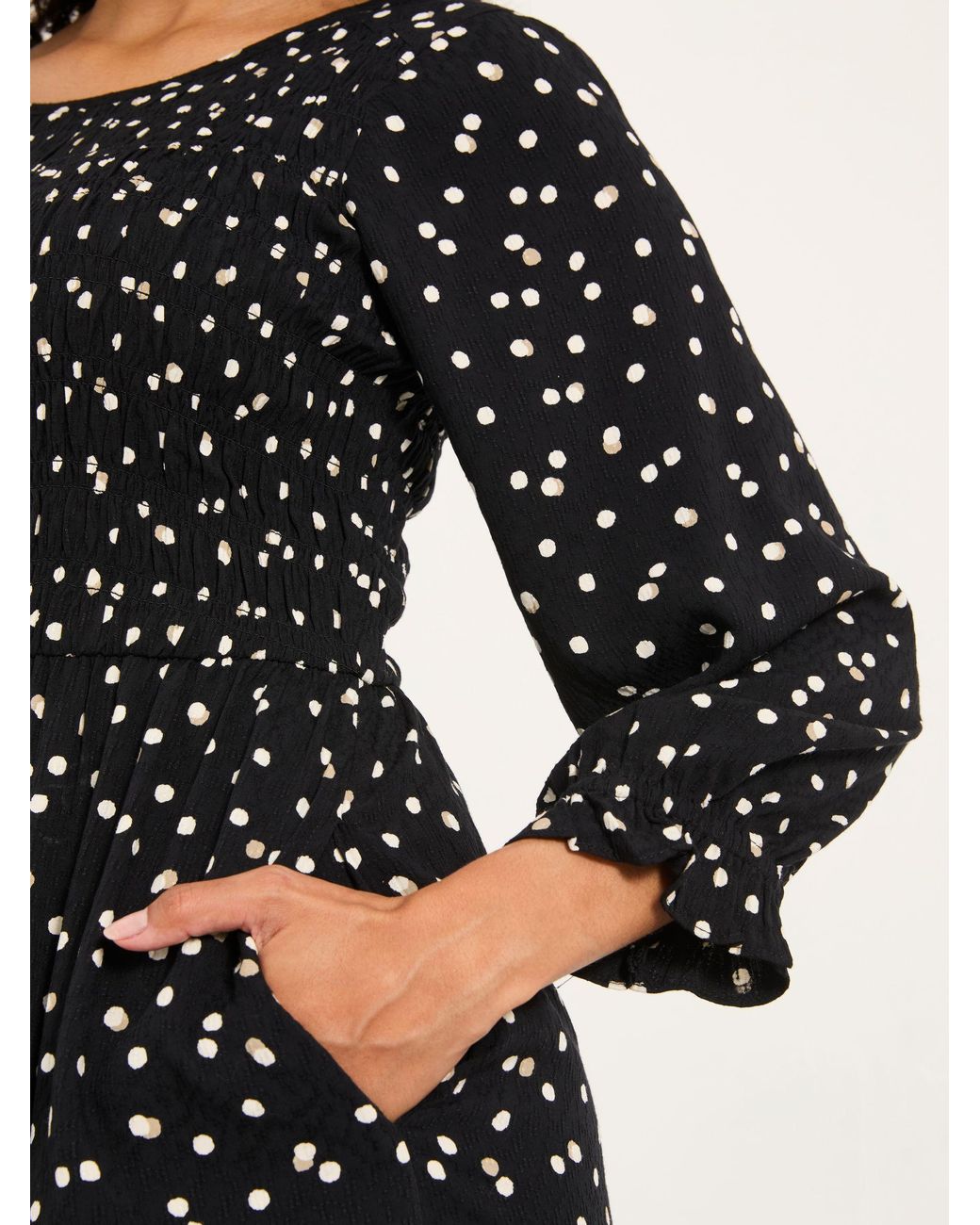 FatFace Black Mabel Petite Midi Dress