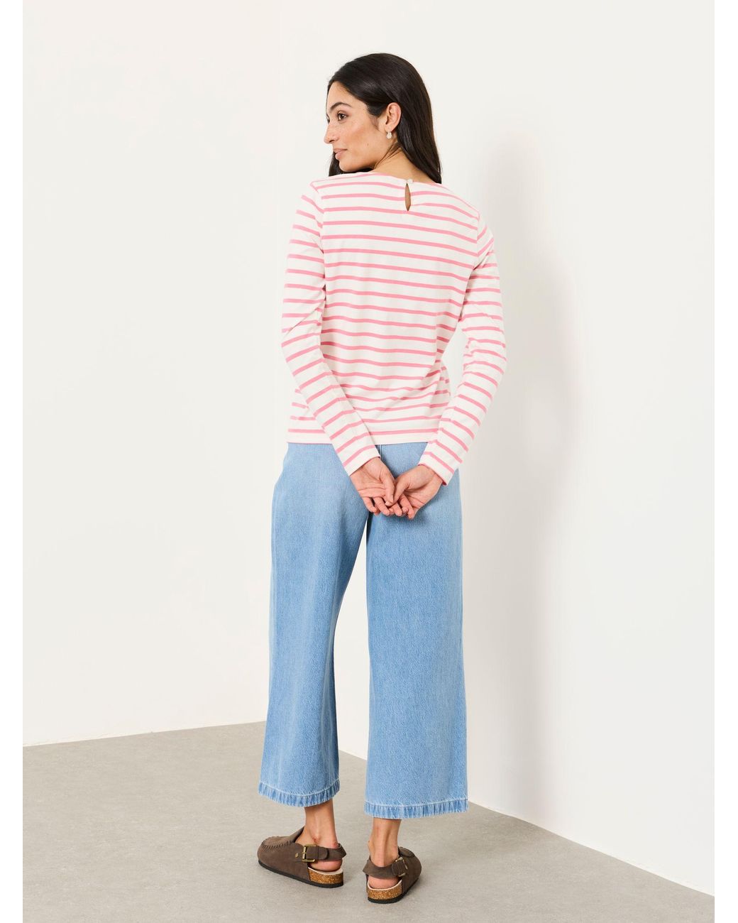 FatFace Pink Nell Long Sleeve Round Neck Top