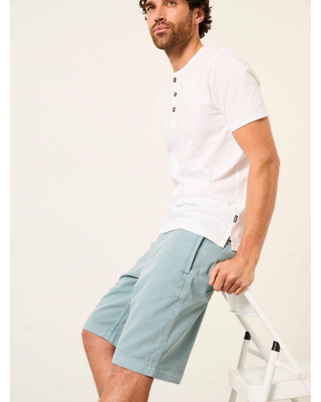 FatFace Blue Stow Garment Dye Chino Shorts for men