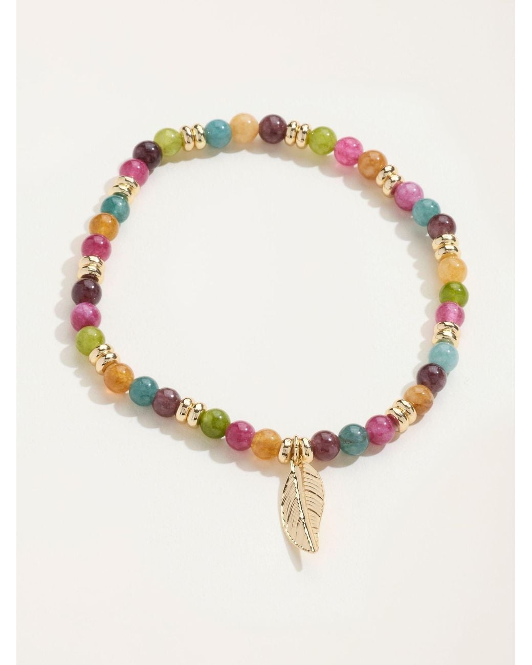 FatFace Natural Fatface Multi Colour Leaf Bead Braclet