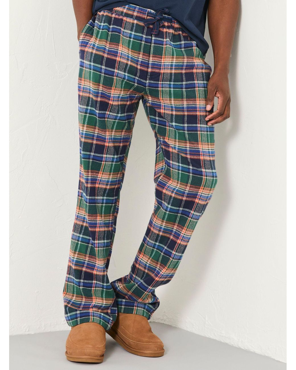 FatFace Blue Milburn Check Pyjama Bottoms for men