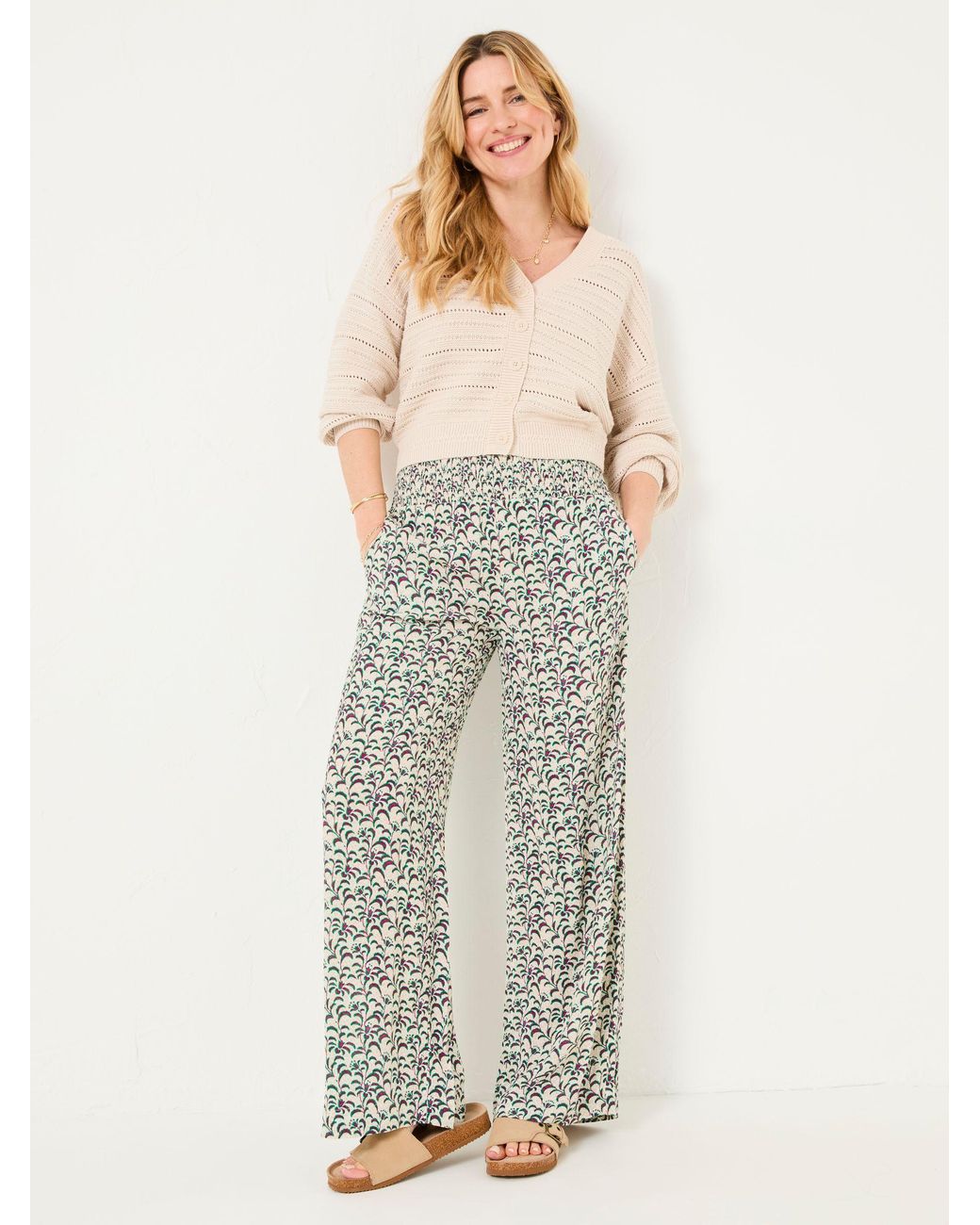 FatFace Multicolor Shirred Palazzo Trousers