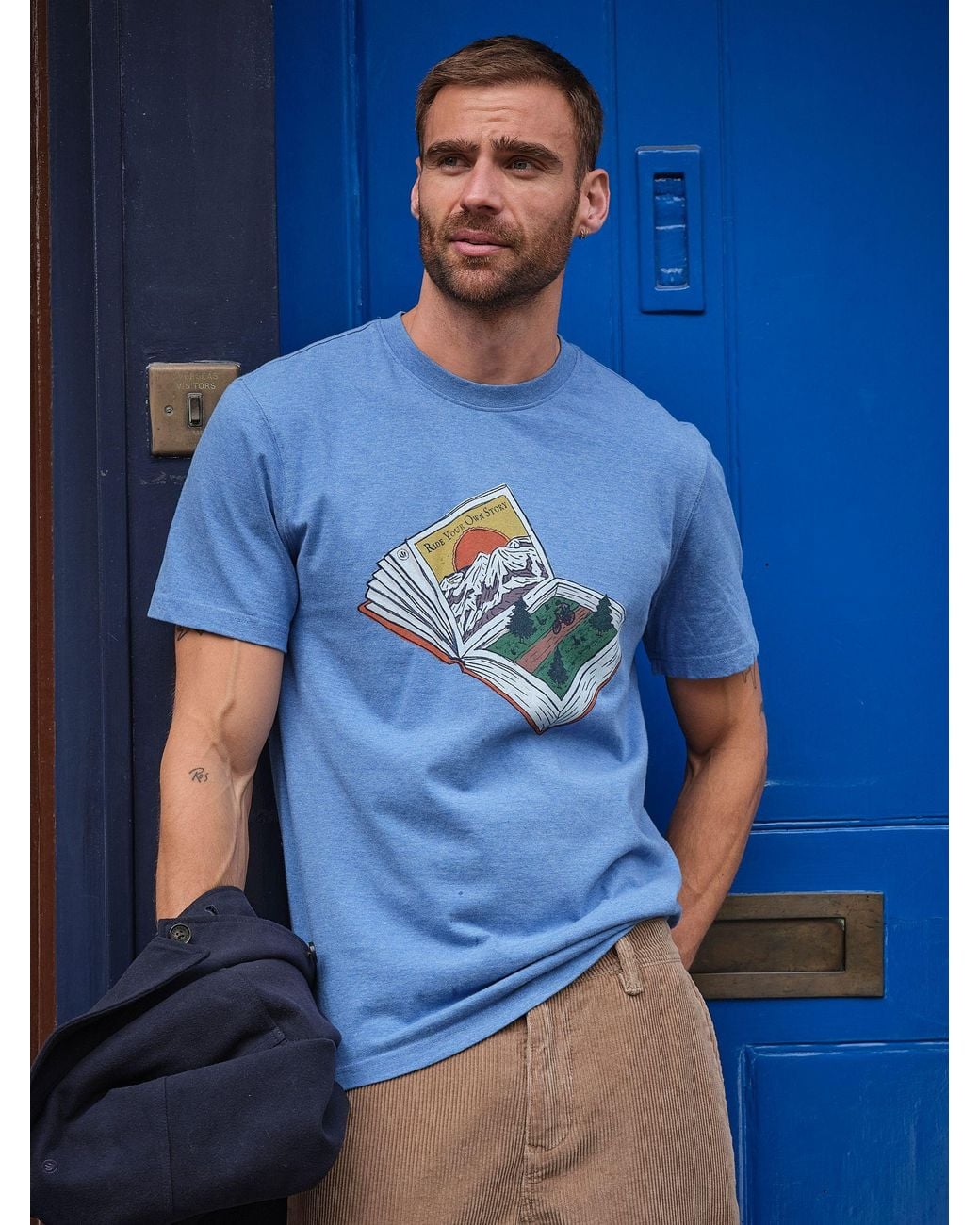 FatFace Blue Book Bike Graphic T-Shirt for men