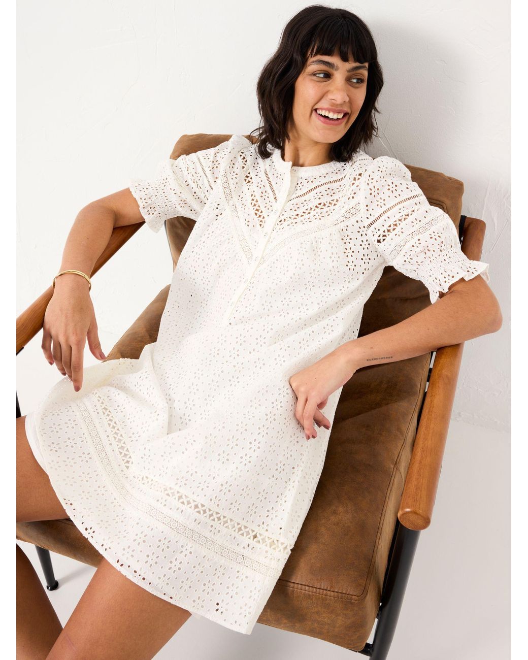 FatFace Brown Brody Broderie Dress