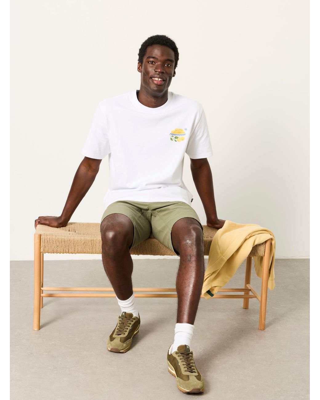 FatFace White Relaxed Fit Squeeze The Day Graphic Tshirt for men