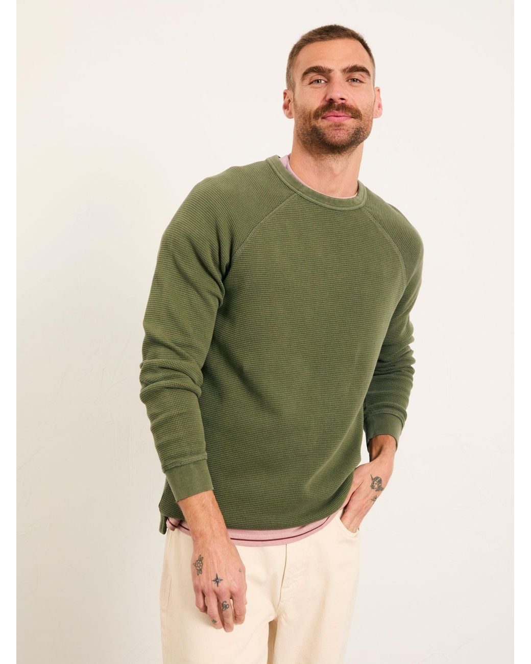 FatFace Green Wye Crew Neck Sweat for men