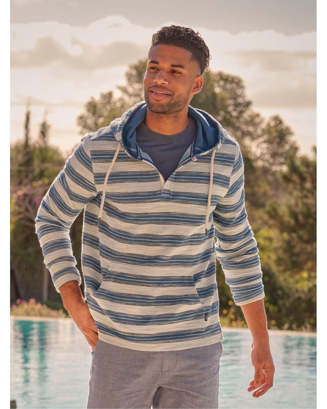 FatFace Gray Trescowe Stripe Half Zip Sweat for men