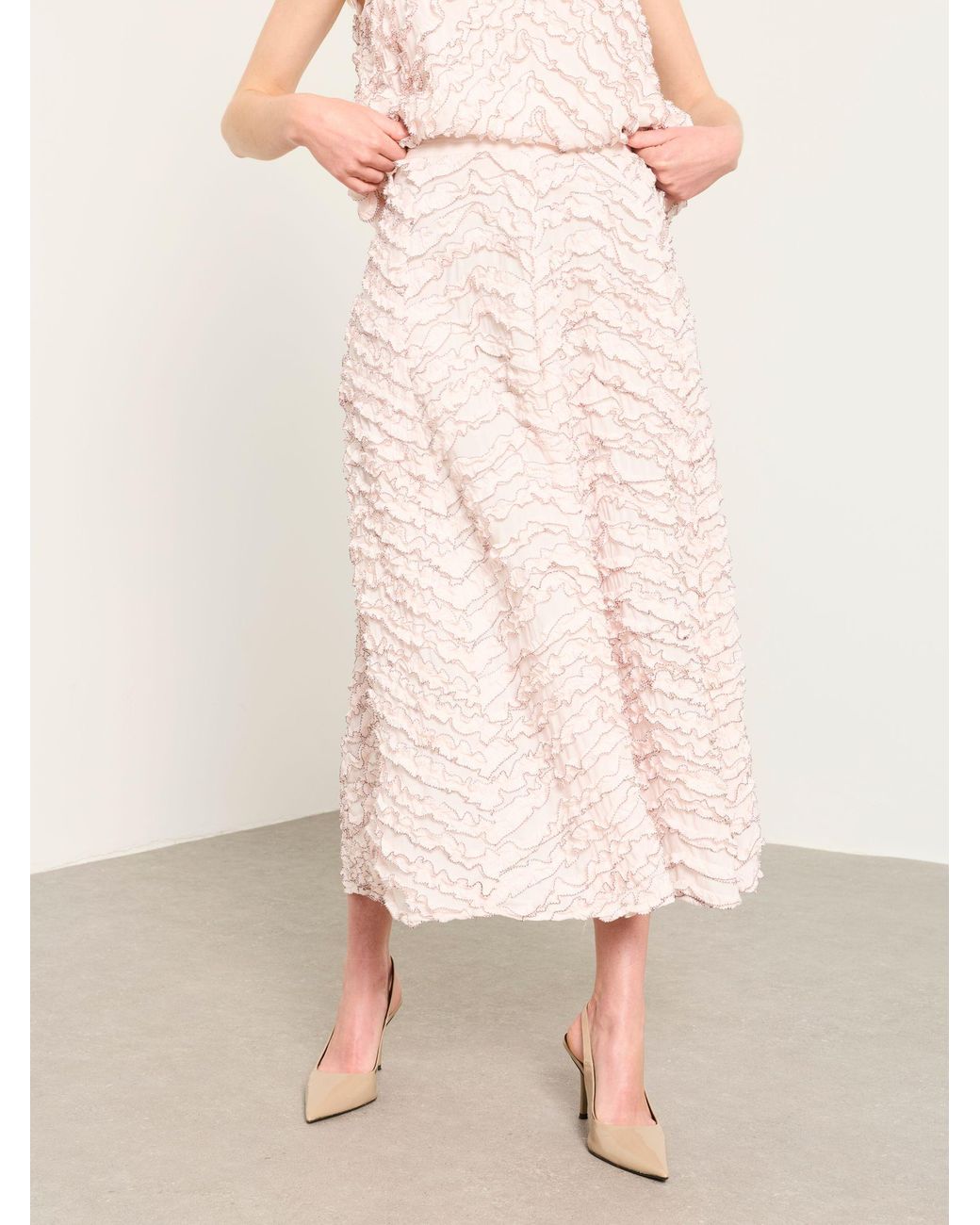 FatFace Brown Malia Frill Midi Skirt