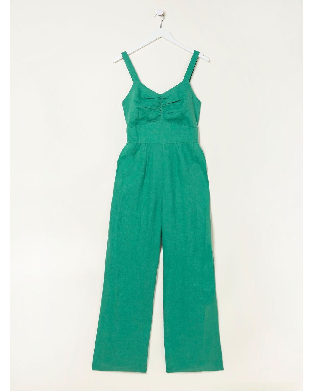 FatFace Blue Linen Vic Jumpsuit