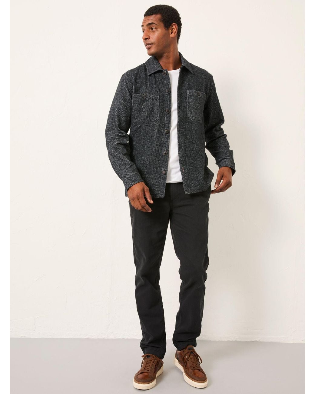 FatFace Black Straight Fit Twill Coastal Chino Trousers for men