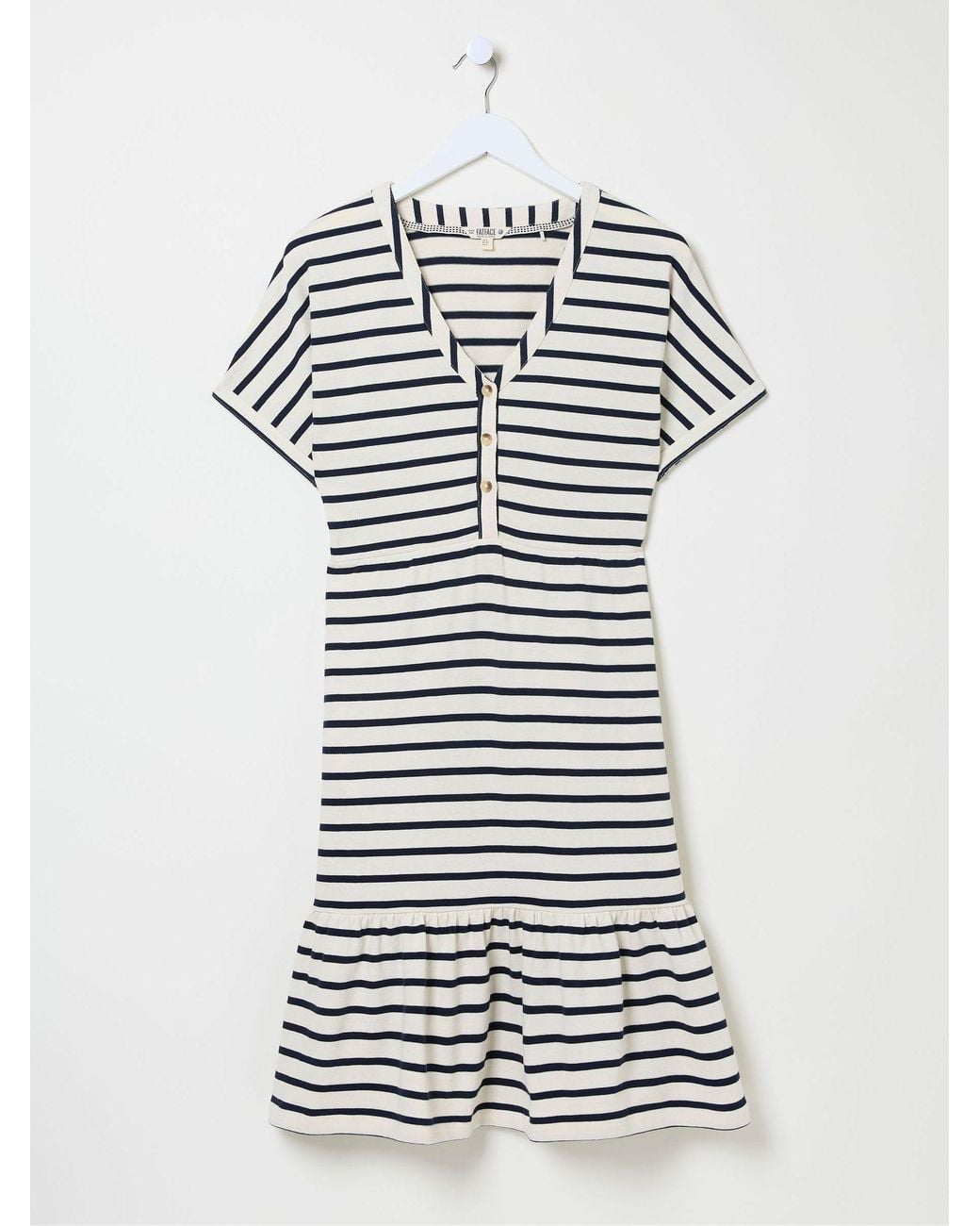 FatFace White 100% Cotton Maisey Stripe Jersey Dress