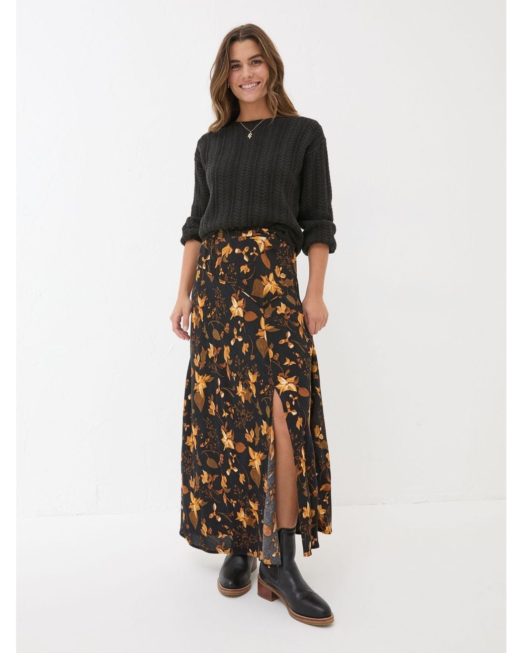 FatFace White Willa Floral Skirt