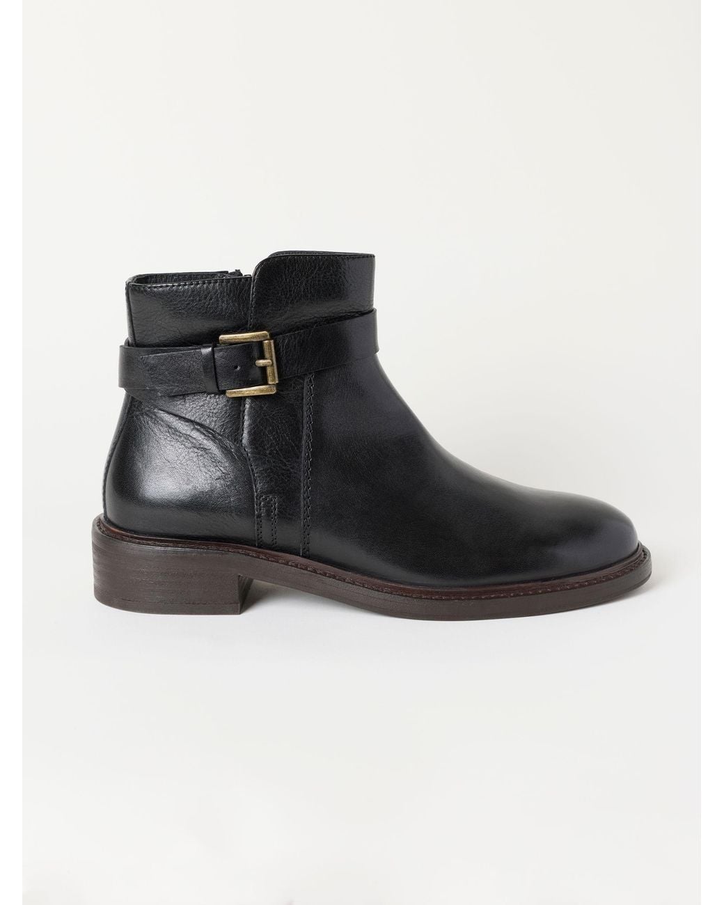 FatFace Black Fatface Clifton Buckle Leather Ankle Boot