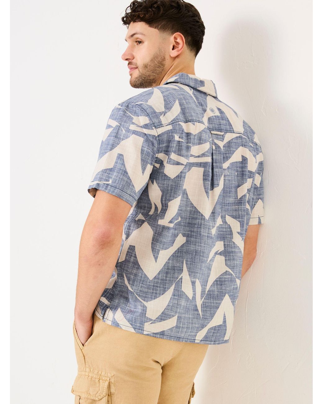 FatFace Blue Short Sleeve Relaxed Fit Art Print Shirt for men