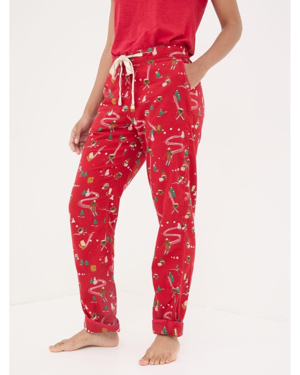 FatFace Red Christmas Eva Food Pyjama Bottoms