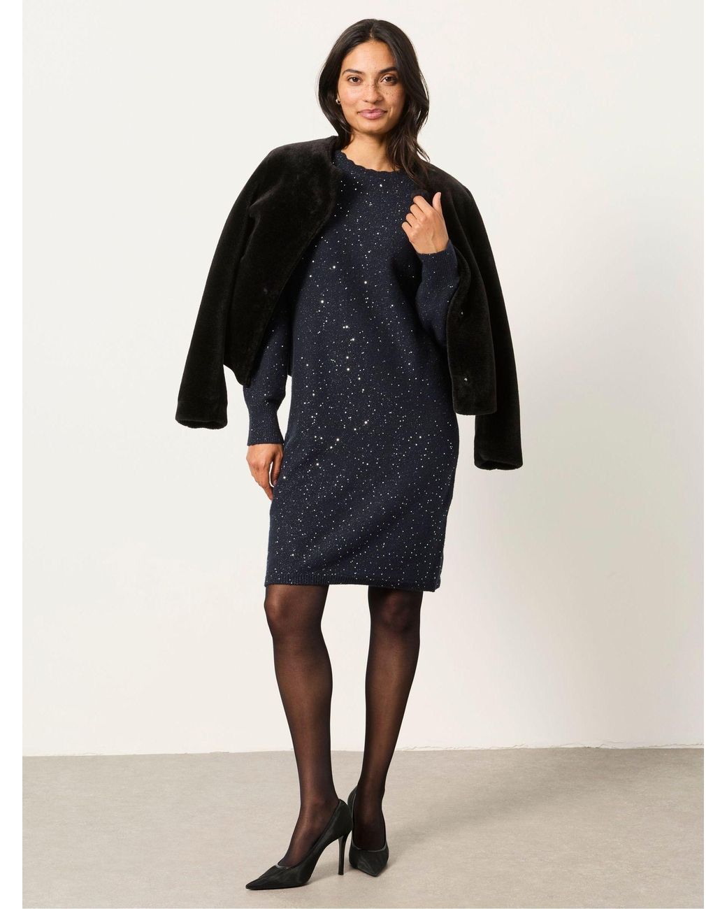 FatFace Blue Skylar Petite Knitted Dress