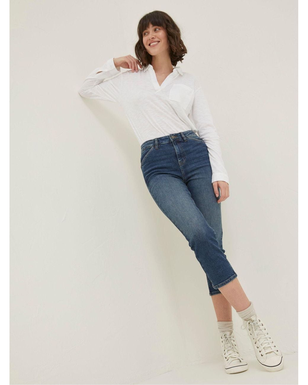 FatFace Blue Sway Capri Jeans