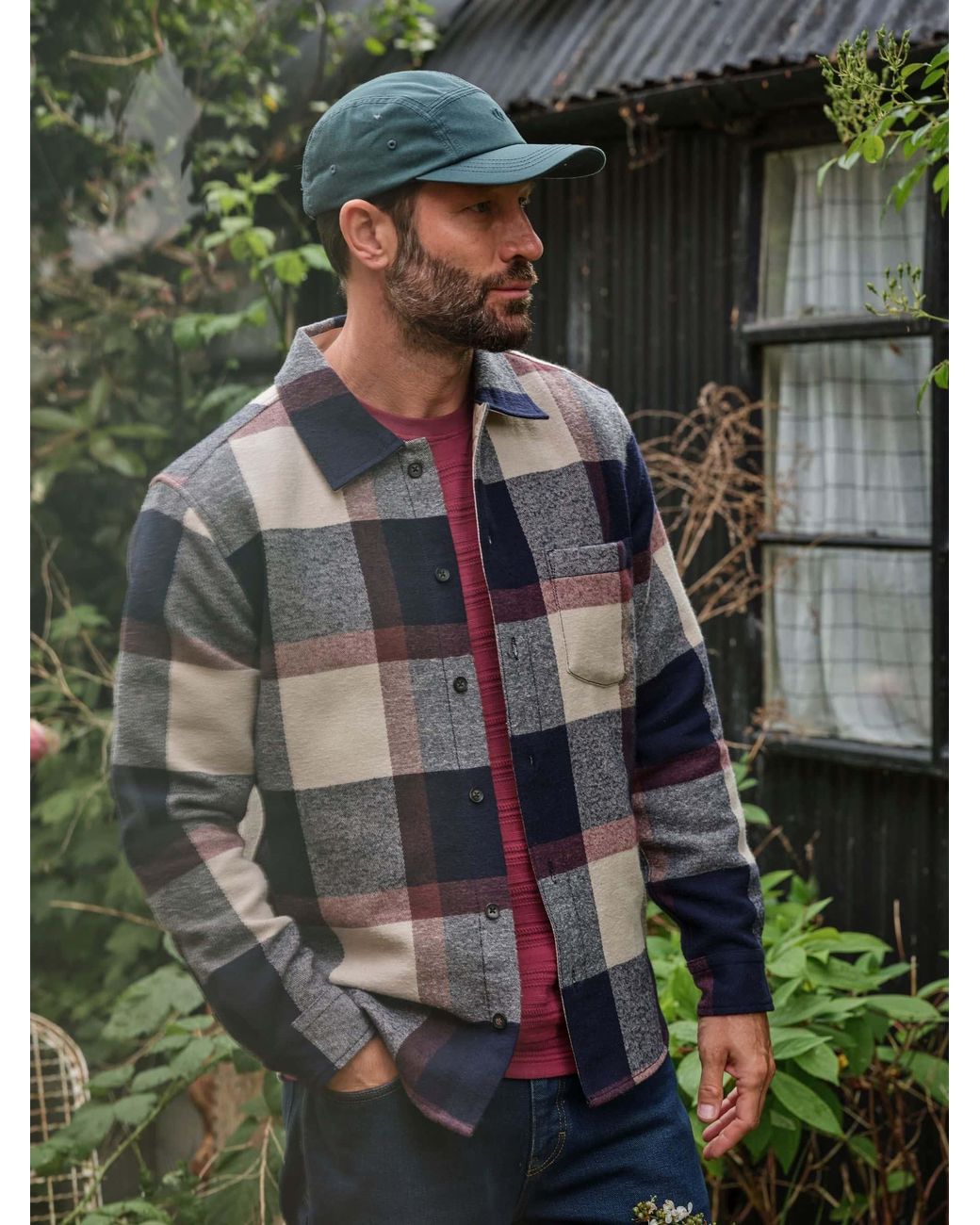 FatFace Green Long Sleeve Send Check Shirt for men
