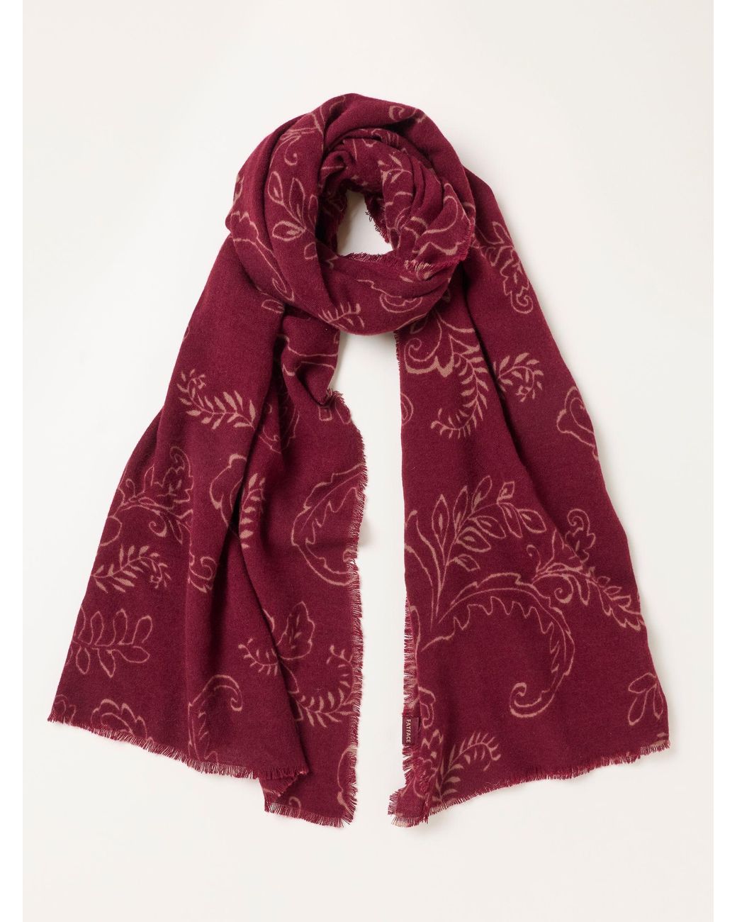 FatFace Red Fatface Burgundy Paisely Midweight Scarf