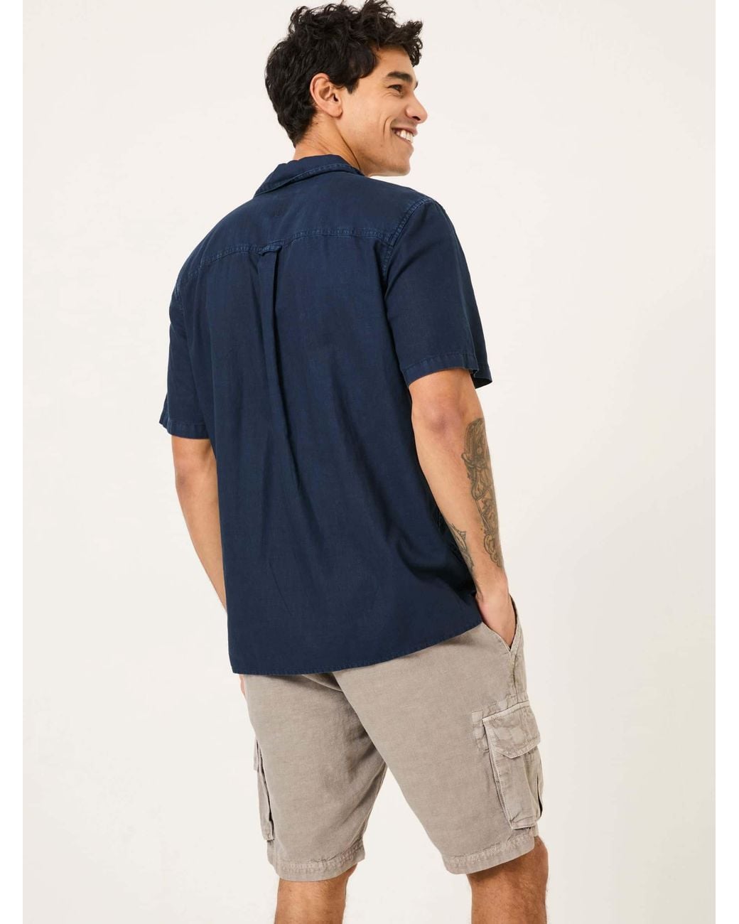 FatFace Blue Bugle Linen Cotton Shirt for men