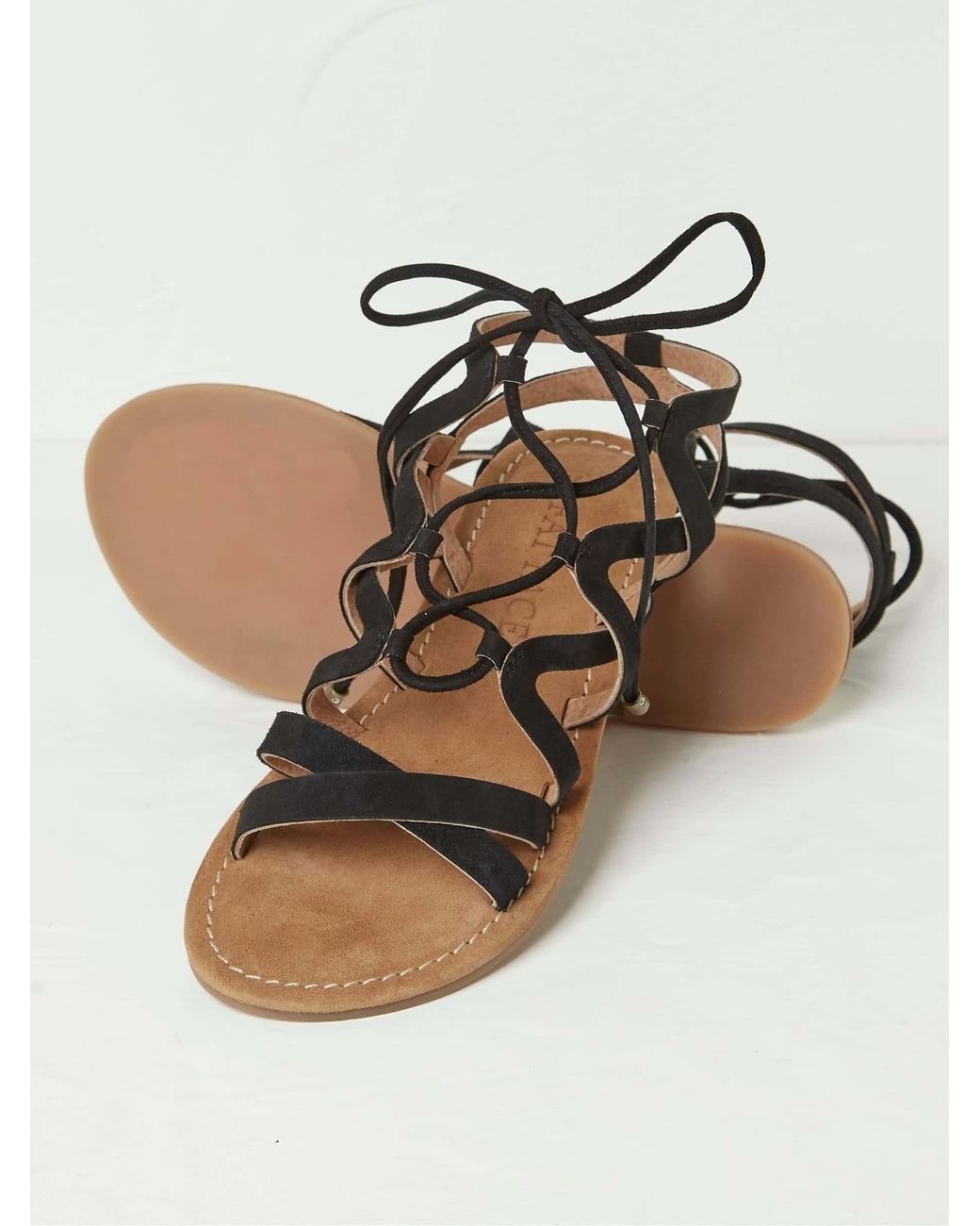 FatFace Black Renna Ghillie Lace Up Sandals
