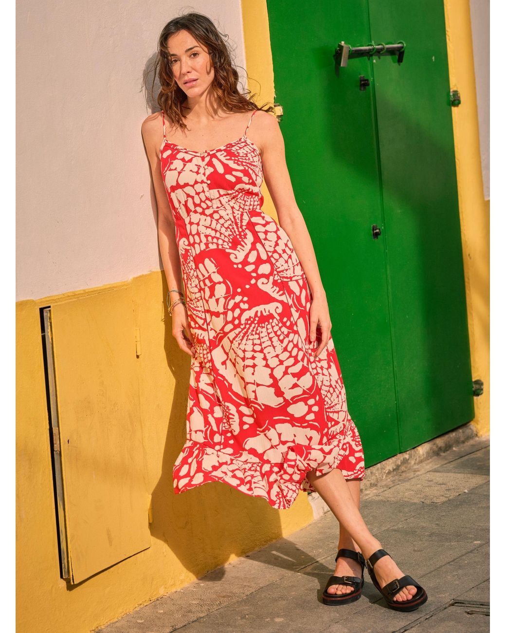 FatFace Green Mae Midi Dress
