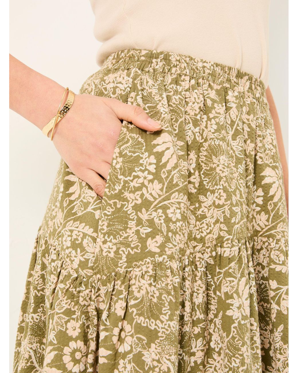FatFace Natural Fatface Betty Midi Skirt