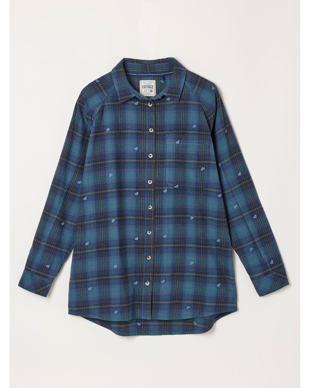 FatFace Blue Petite Bessie Embroidered Check Shirt