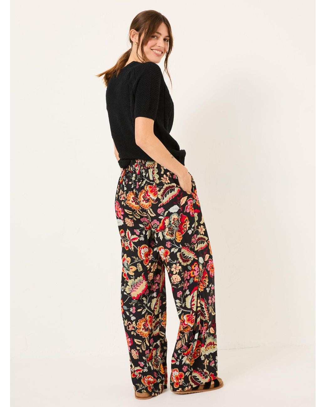FatFace White Isla Wide Leg Trousers