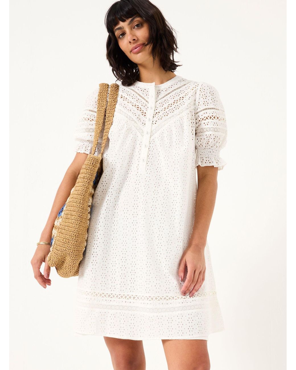 FatFace Brown Brody Broderie Dress