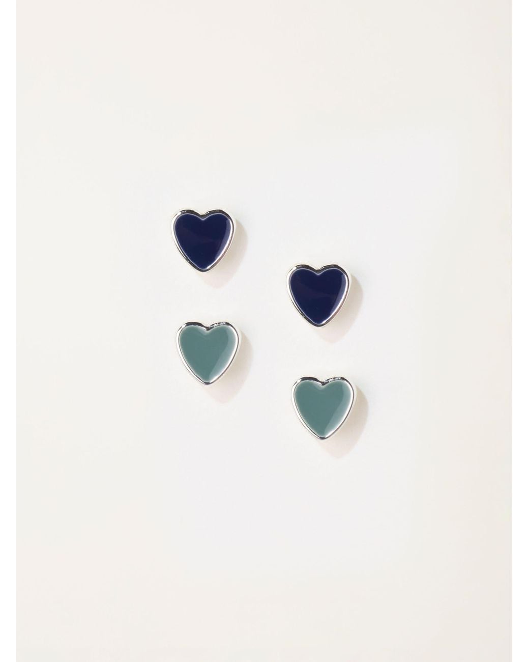 FatFace Blue Fatface 2 Pairs Of Heart Earrings