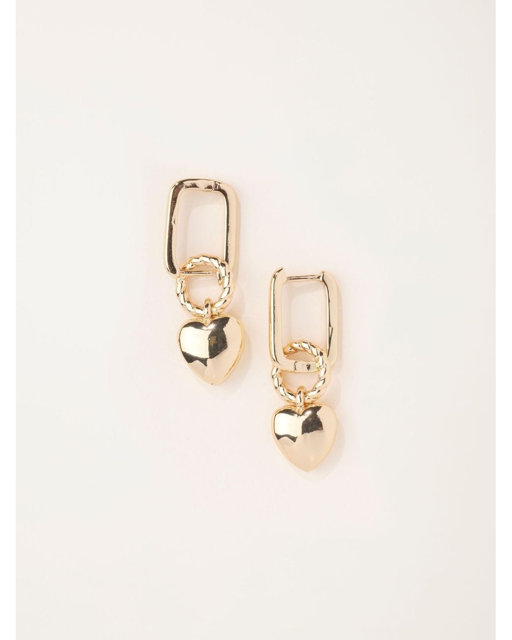 FatFace Natural Fatface Tone Heart Hoop Earrings