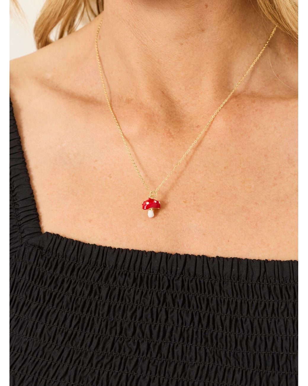 FatFace Black Toadstool Necklace