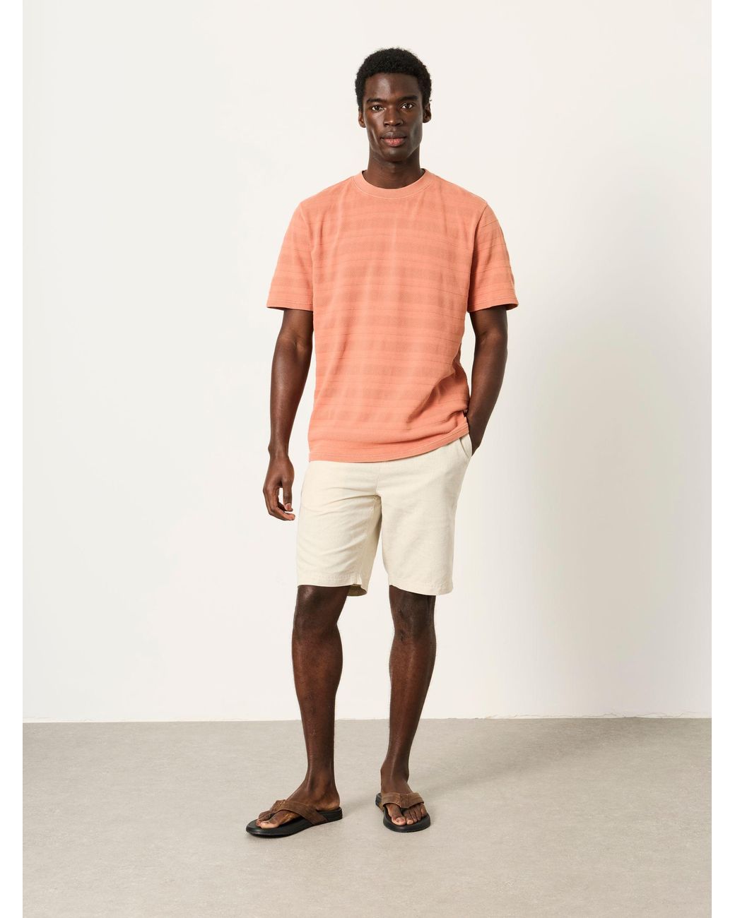 FatFace Pink Bexley Relaxed Fit Textured Stripe Tshirt for men