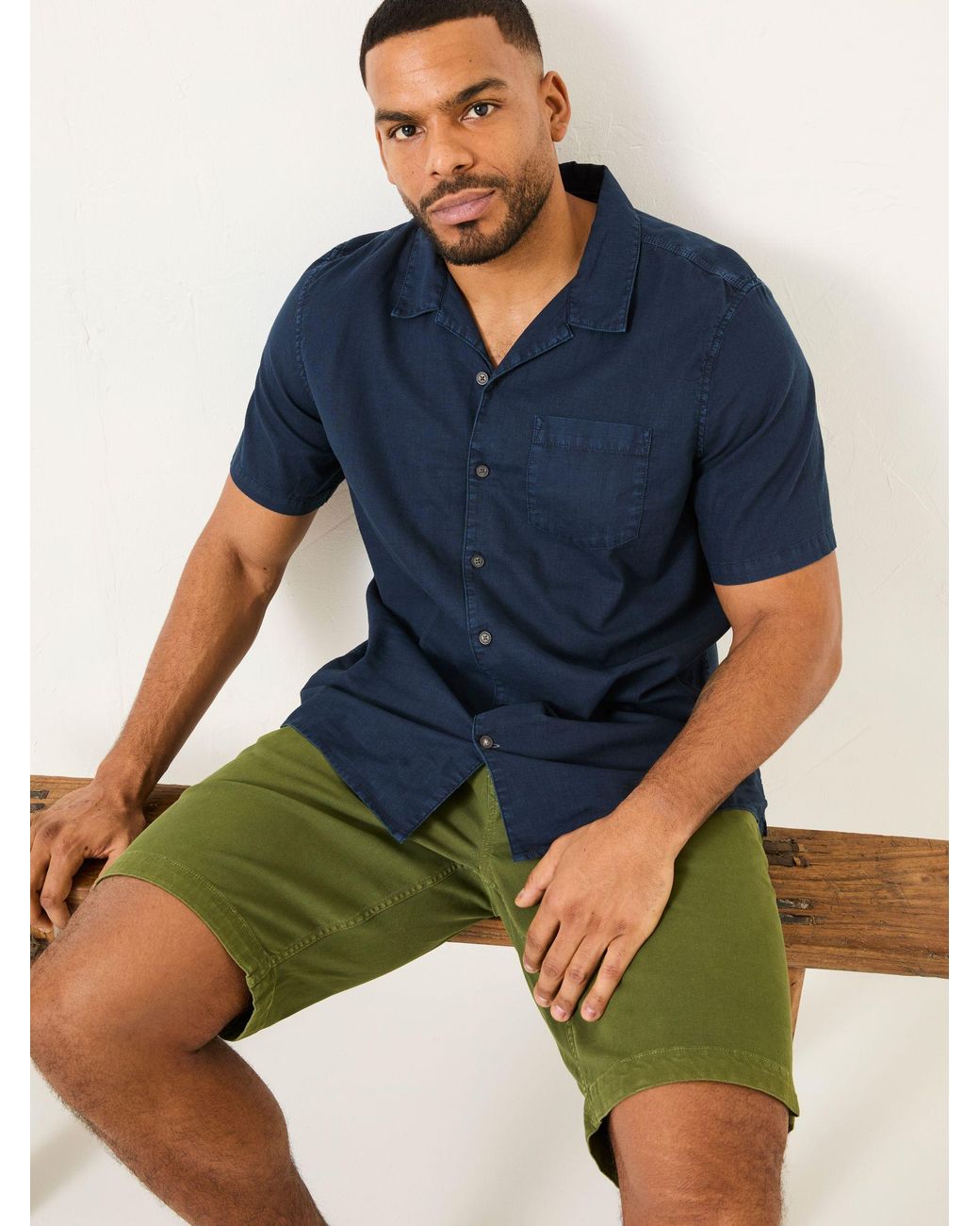 FatFace Blue Bugle Linen Cotton Shirt for men