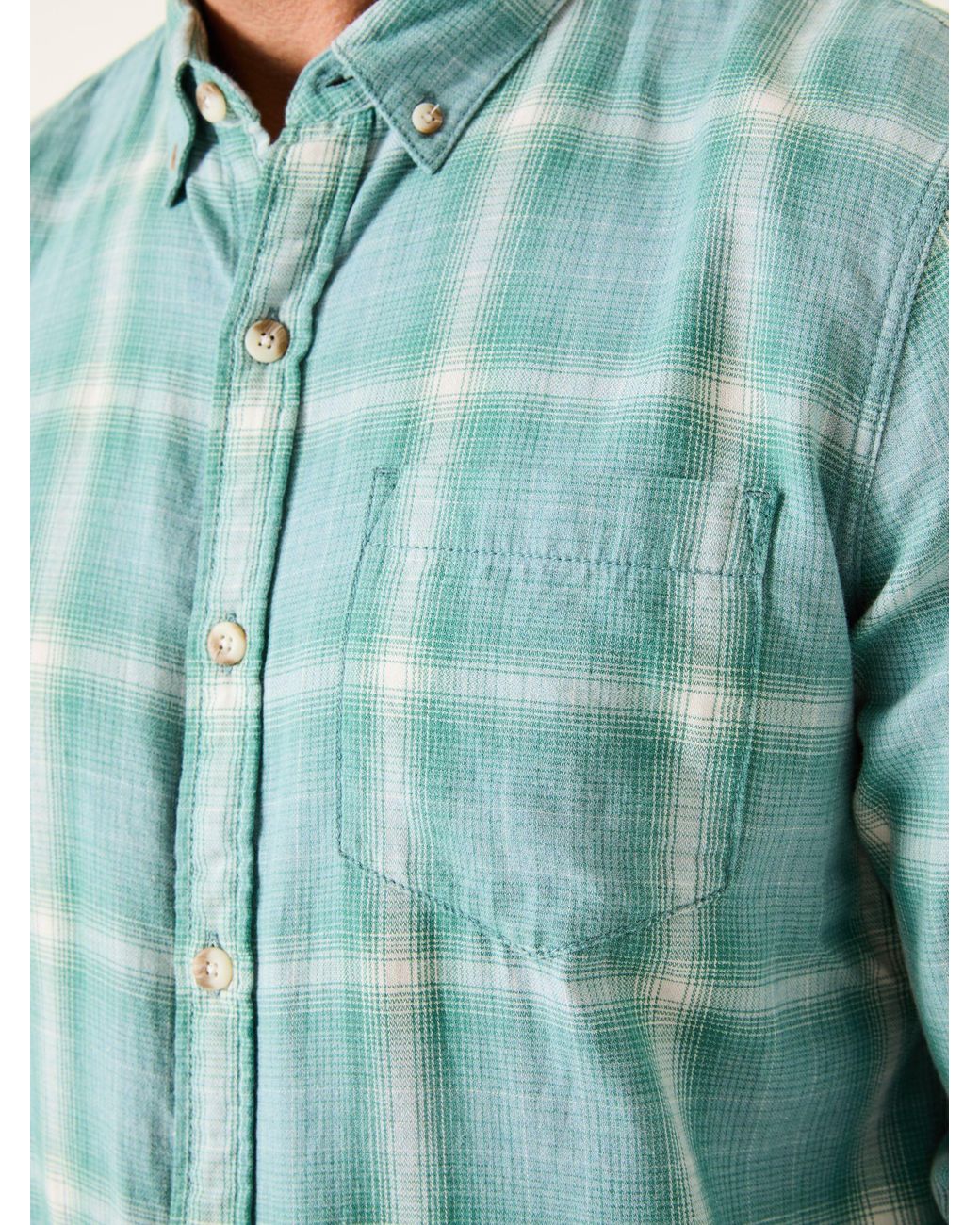 FatFace Blue Long Sleeve Earl Check Shirt for men