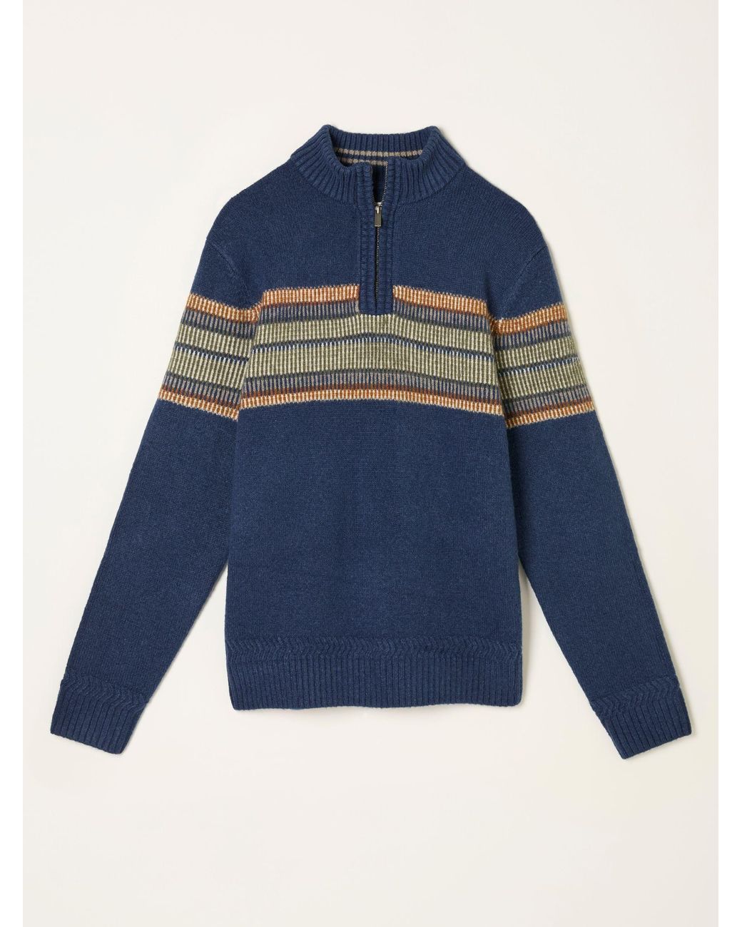 FatFace Blue Runswick Half Zip Neck Knitted Jumper for men