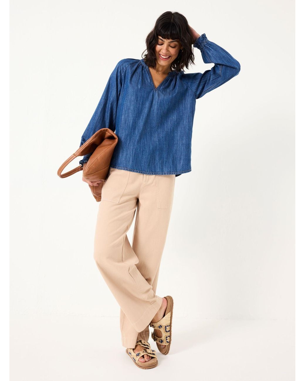 FatFace Blue Pacey Denim Blouse