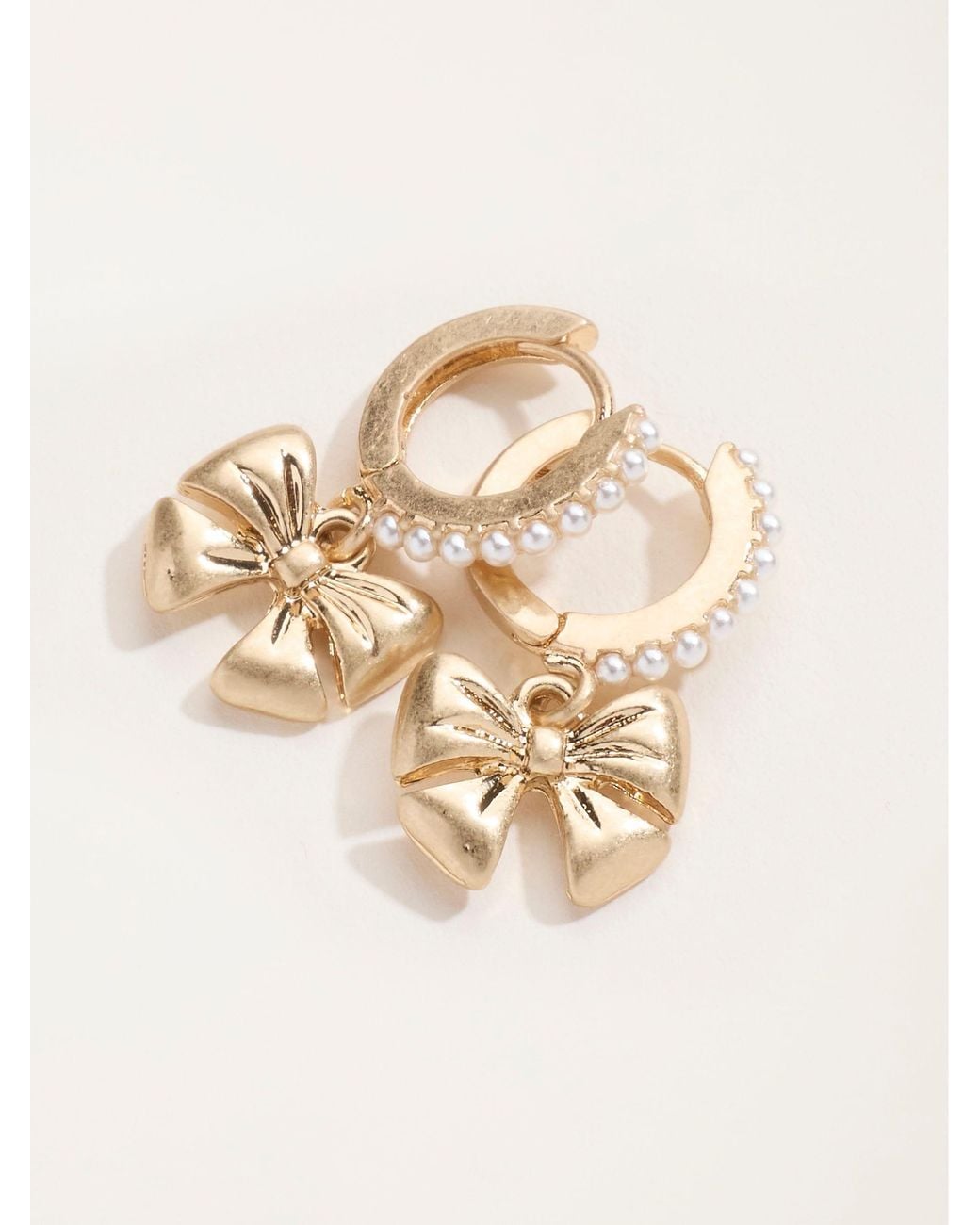 FatFace Natural Fatface V & A Fatface Tone Bow Earrings