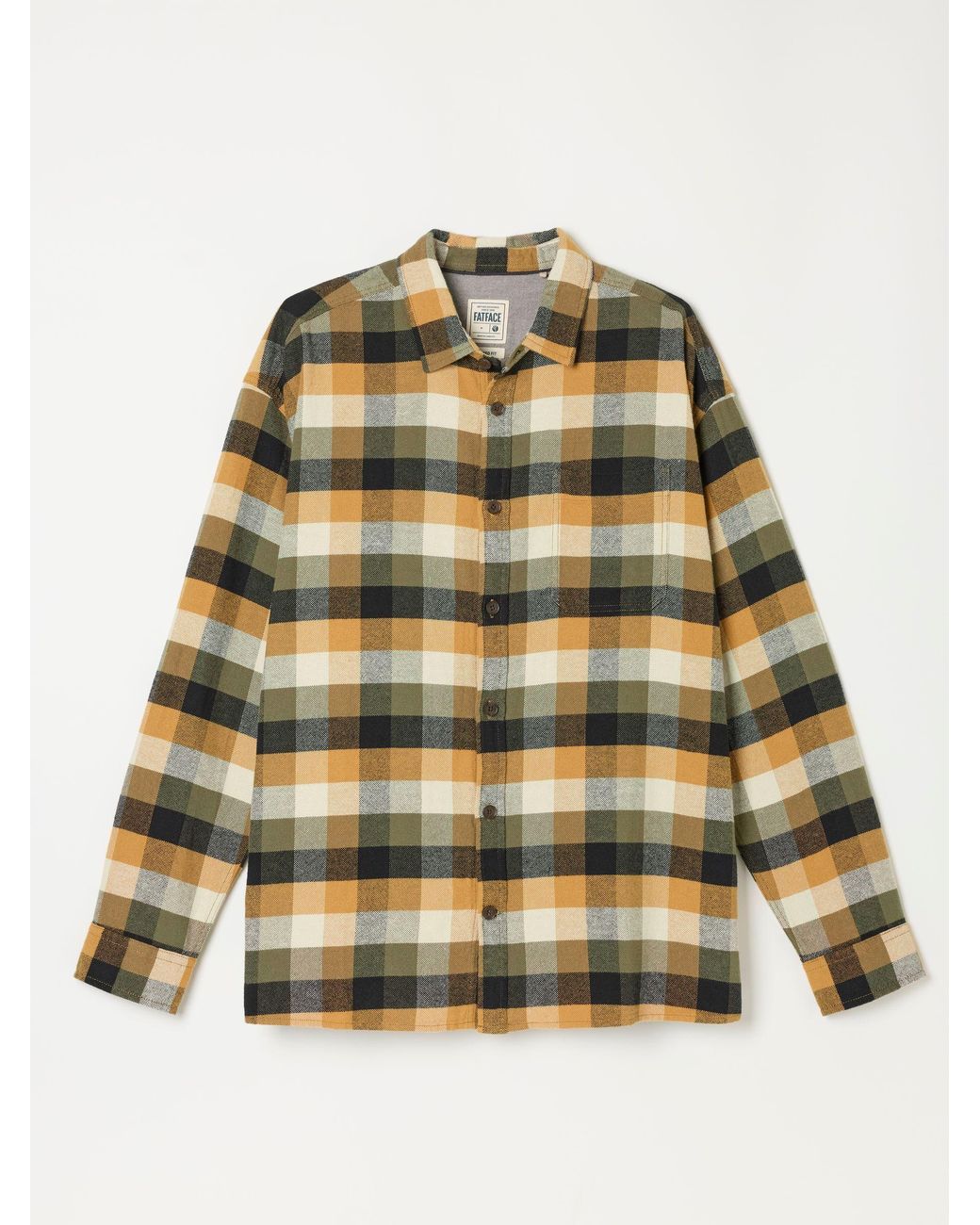 FatFace Natural Brora Long Sleeve Relaxed Fit Check Shirt for men