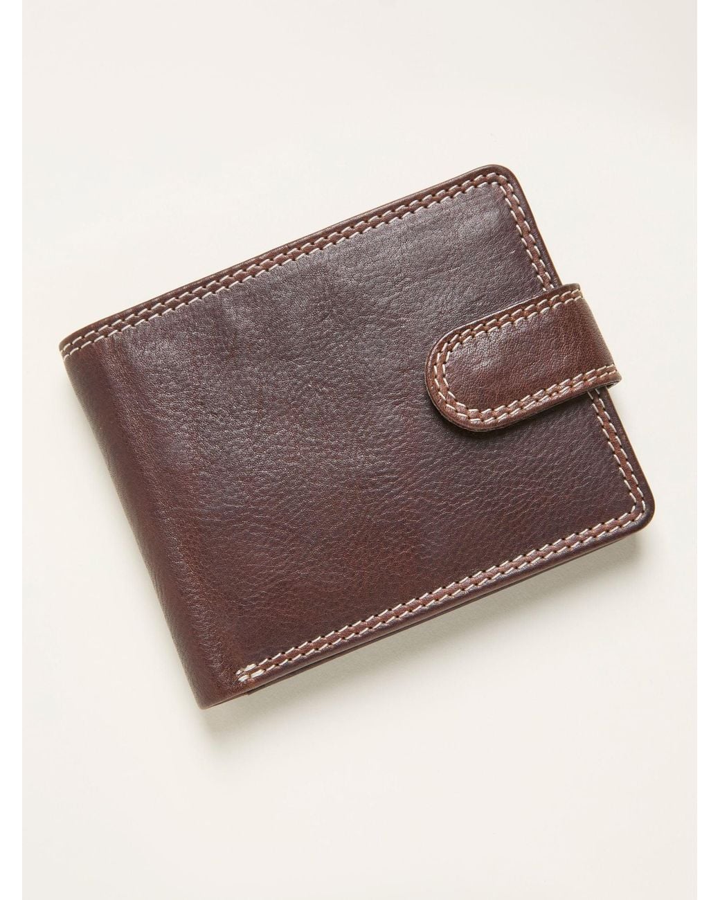 FatFace Brown Contrast Stitch Leather Wallet for men