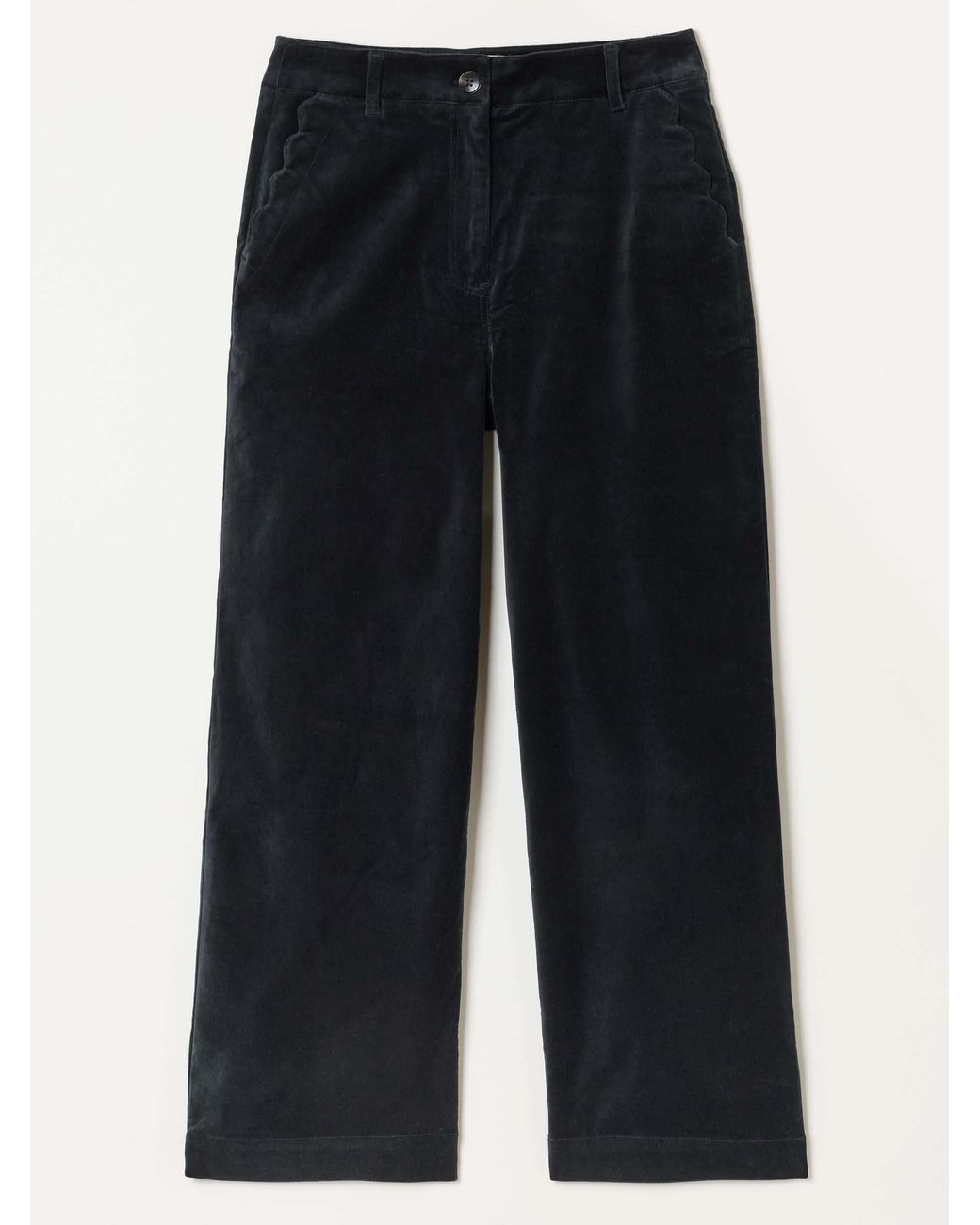 FatFace Black Hove Velvet Wide Leg Trousers