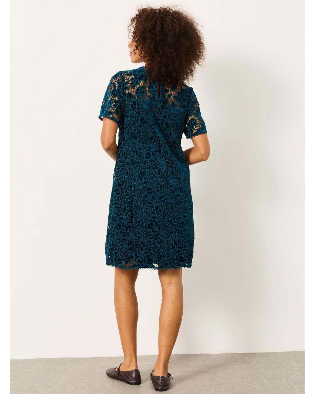 FatFace Blue Simone Petite Lace Dress