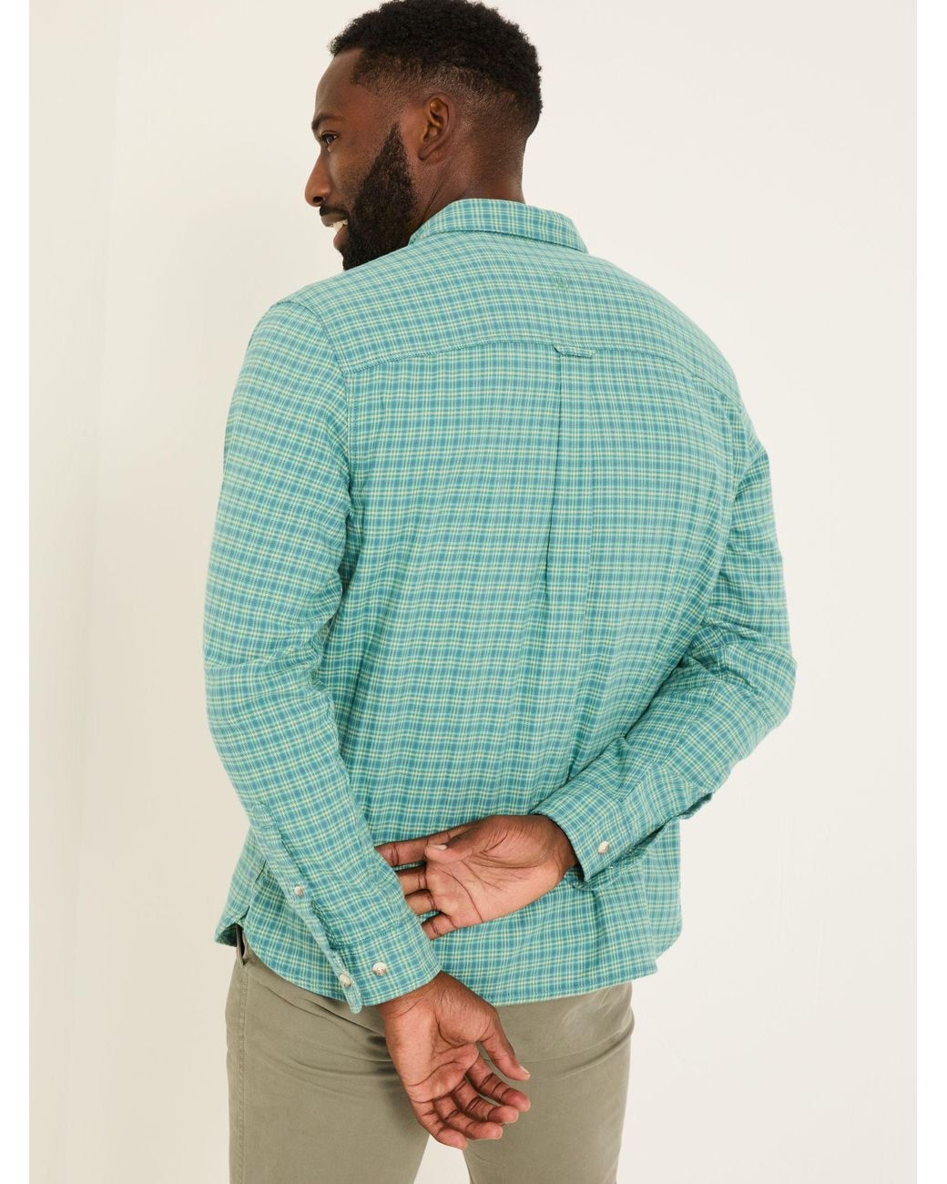 FatFace Green Bath Long Sleeve Check Shirt for men