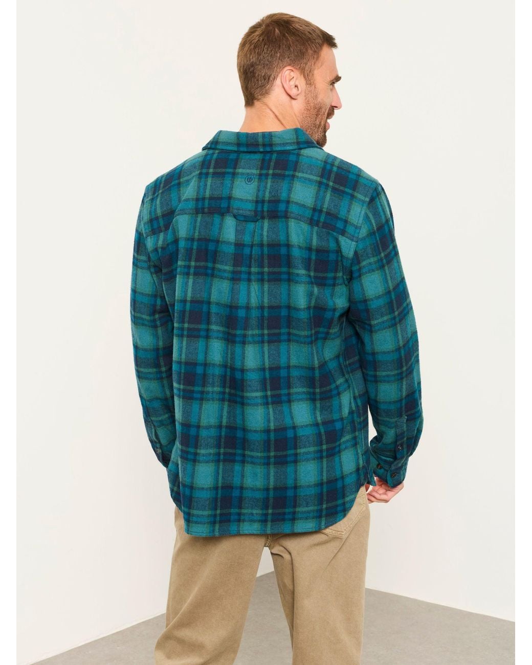 FatFace Blue Hagley Long Sleeve Check Shirt for men