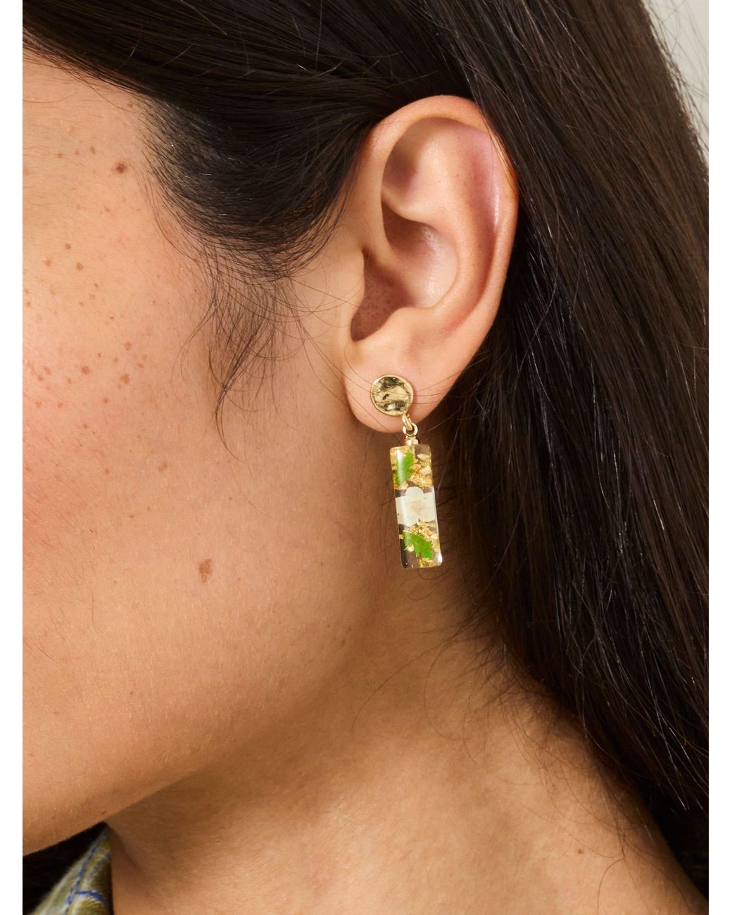 FatFace White Resin Flower Drop Earrings