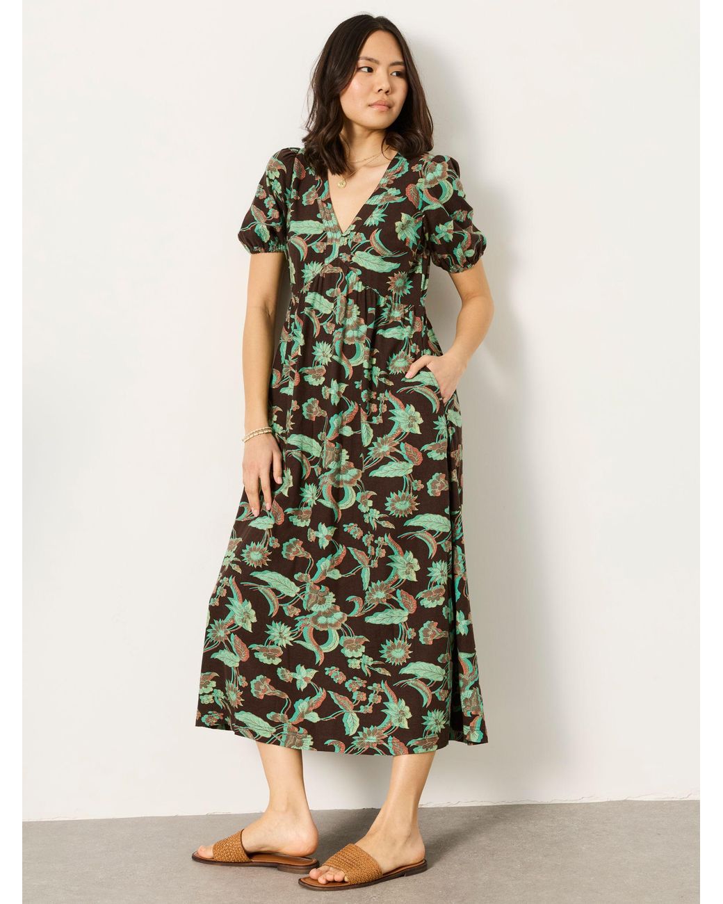 FatFace Green Fatface Remi Midi Dress
