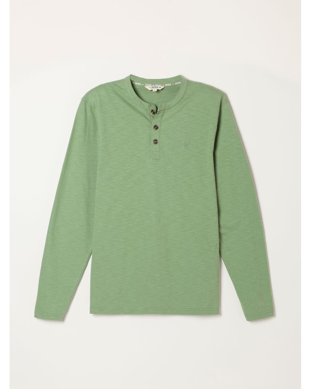 FatFace Green Woodside Long Sleeve Henley Top for men