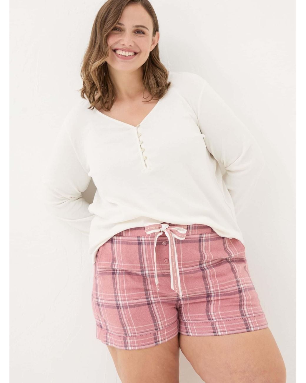 FatFace Red Lila Henley Pyjama Top